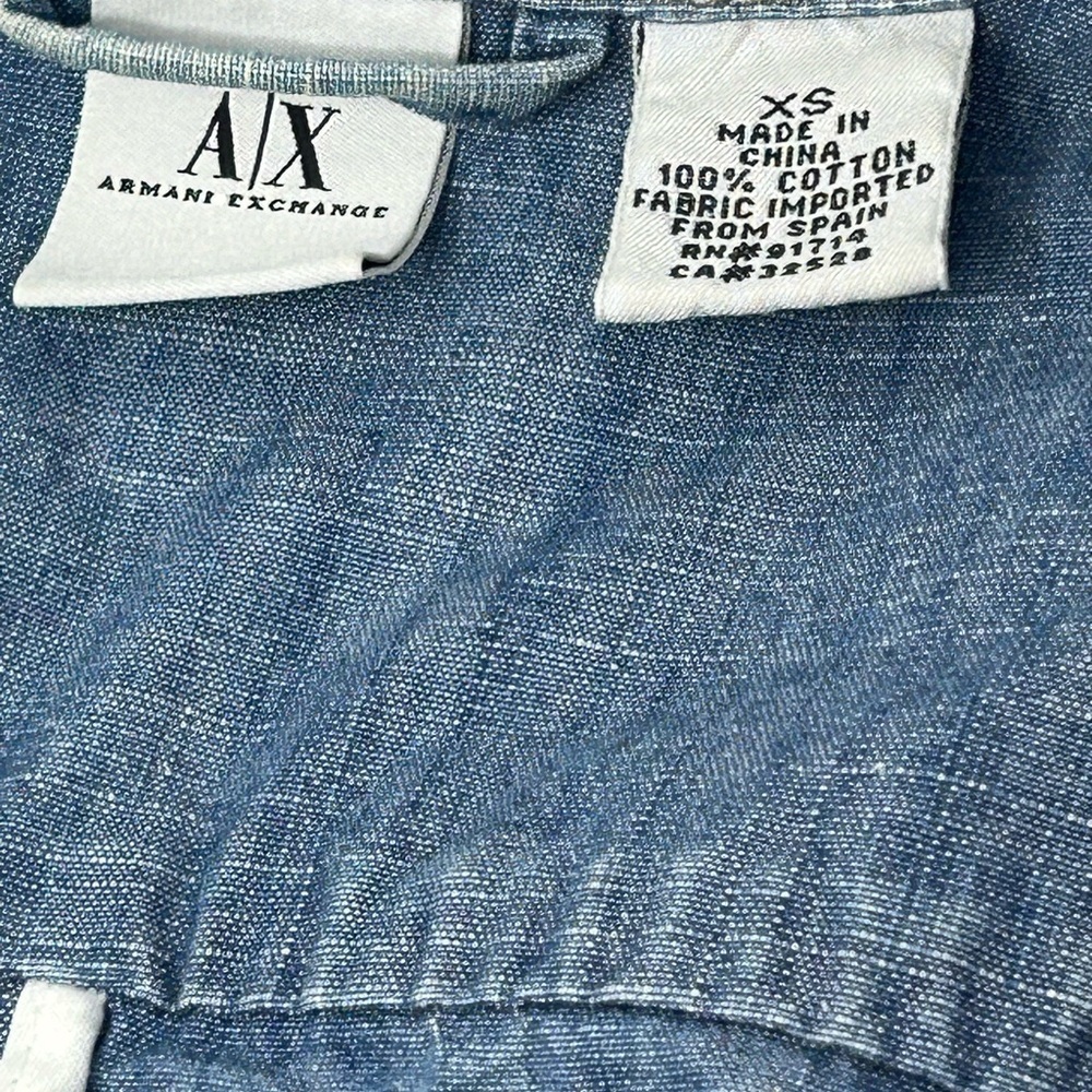 Vintage Y2K Armani Exchange Denim Jacket‎ fitted blazer XS - Picture 6 of 8